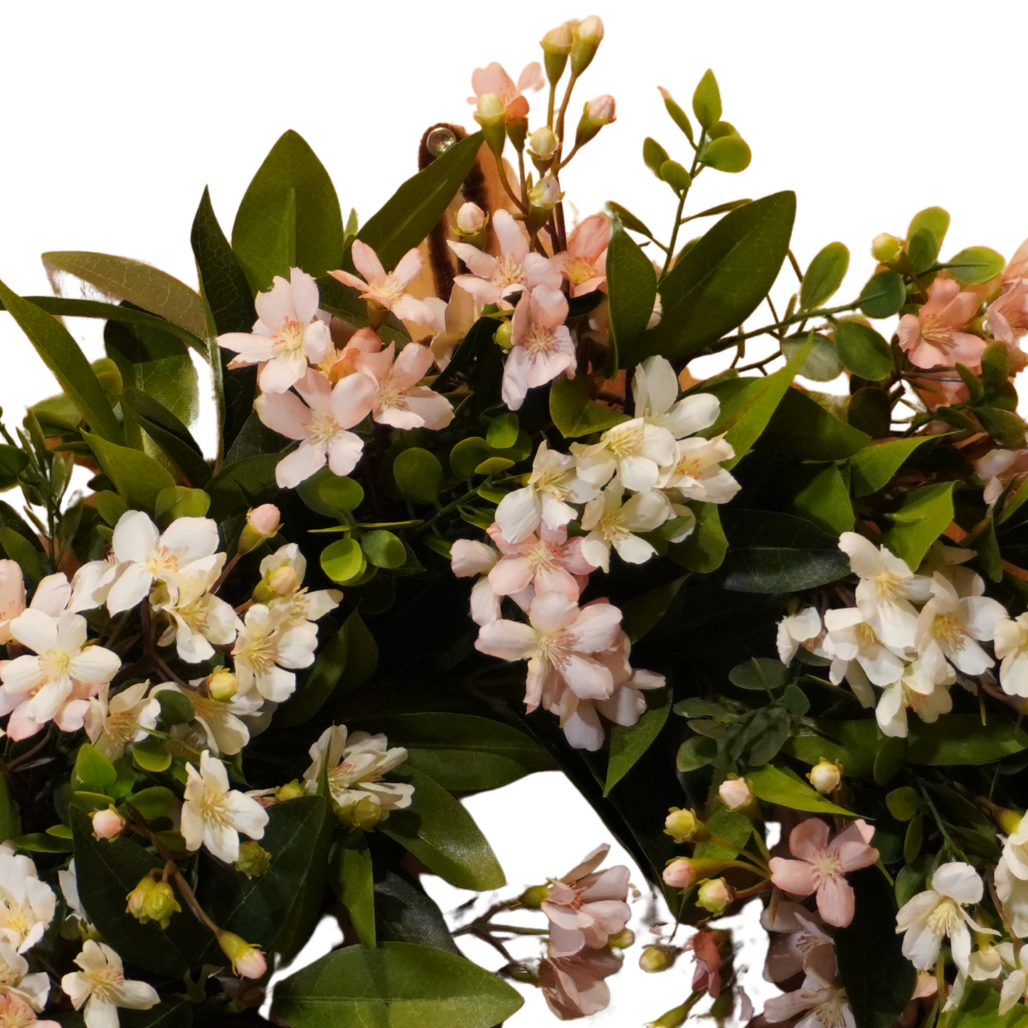 Everyday Pink and White Dogwood Evergreen on a grapevine base