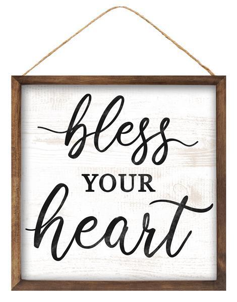 Bless your heart sign 10 inch square rustic look