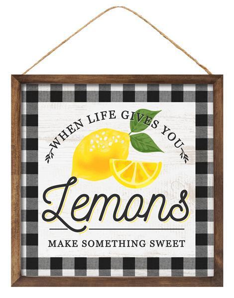 10-inch square When Life Gives You Lemons sign MDF