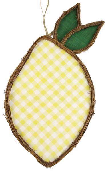 21.5 inch H X 12 inch L Grapevine twig check lemon