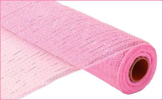 21 inch by 10 yard pink deco mesh with foil