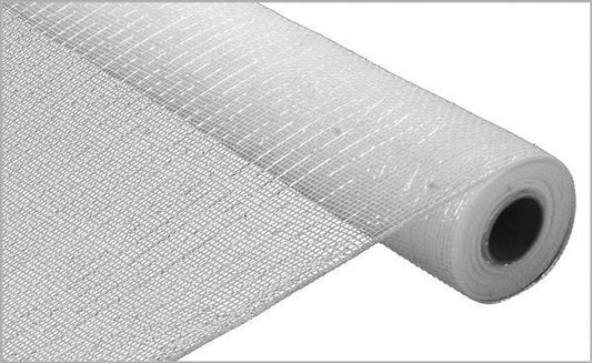 White with white foil deco mesh 21 inch x 10 yard