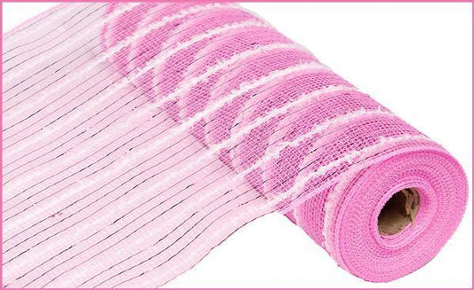 Pink and white metallic drift mesh 10.25 inch x 10 yard roll