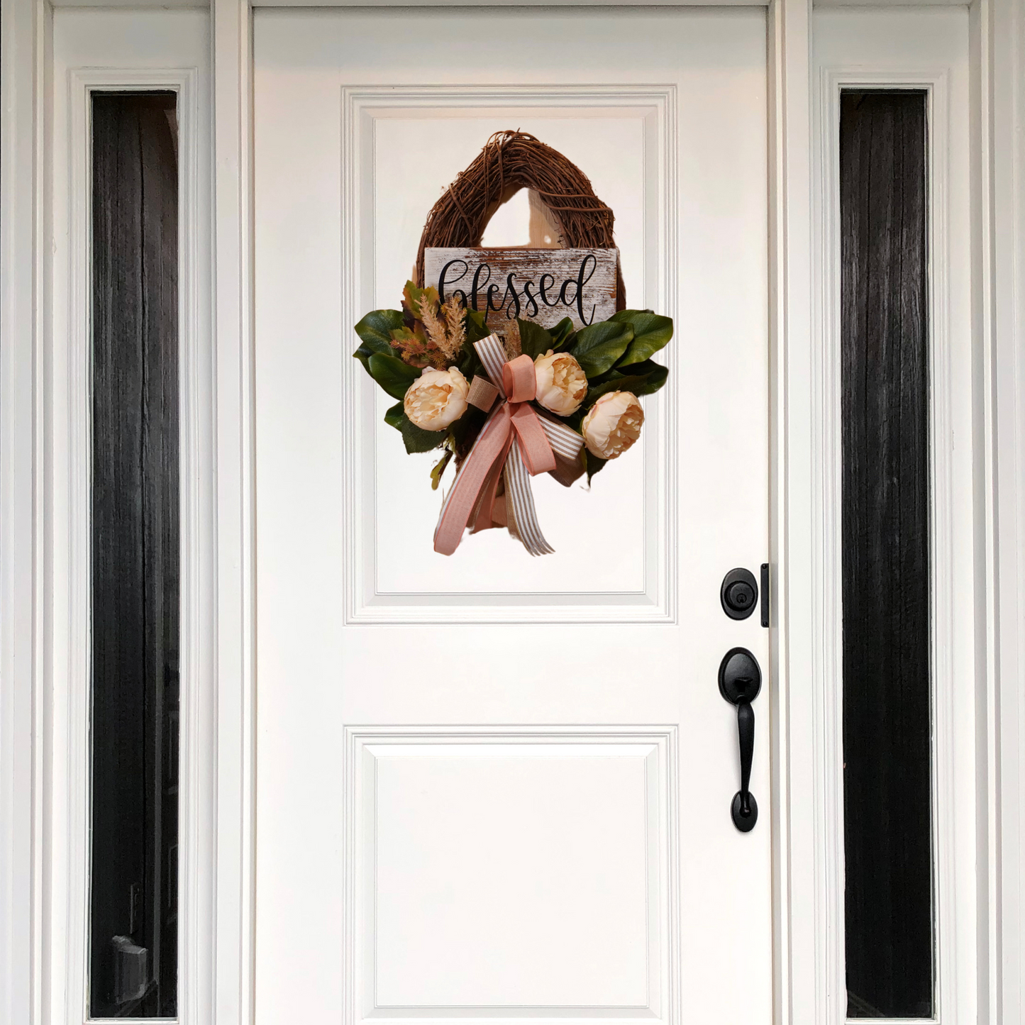 Everyday Blessed Peony Grapevine wreath