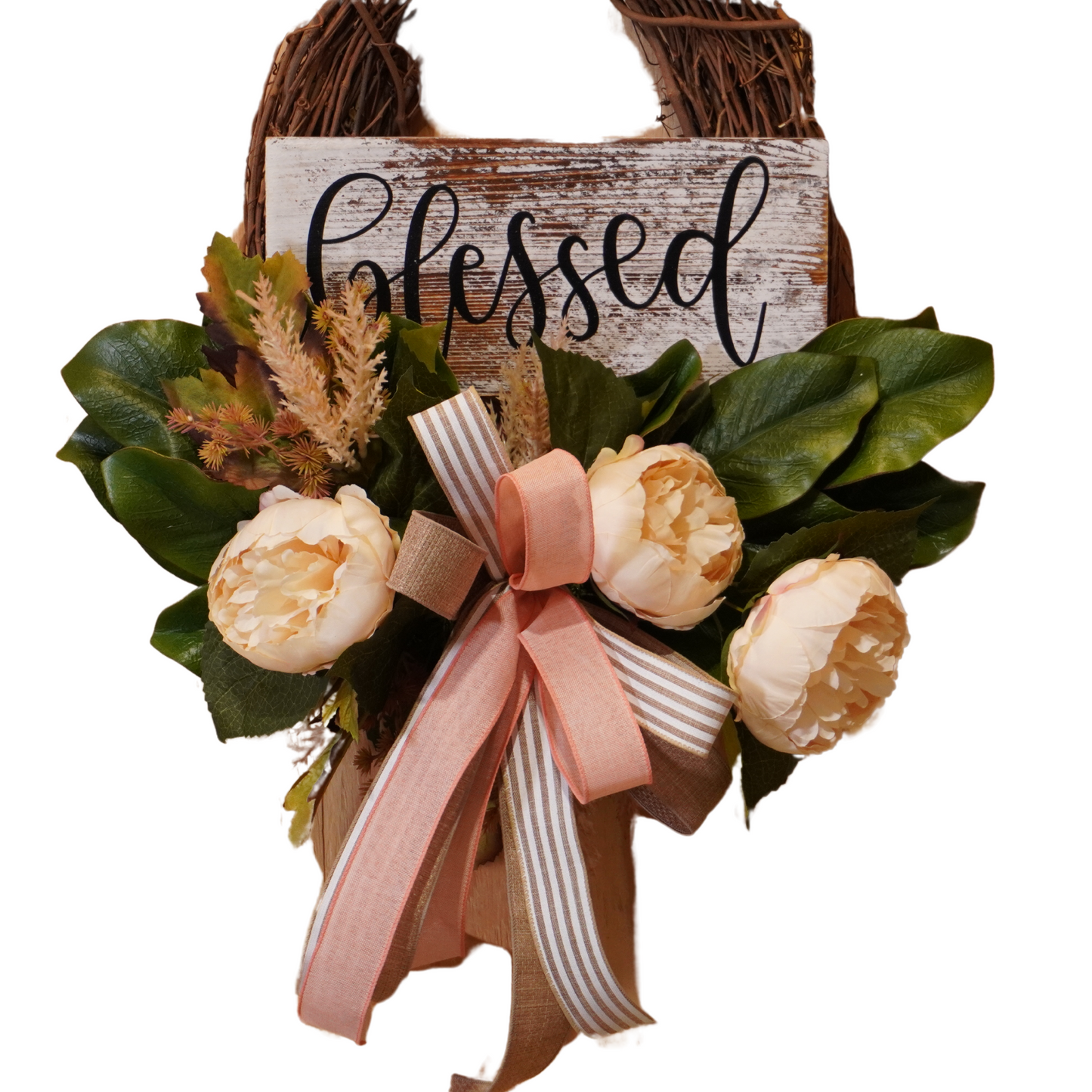 Everyday Blessed Peony Grapevine wreath