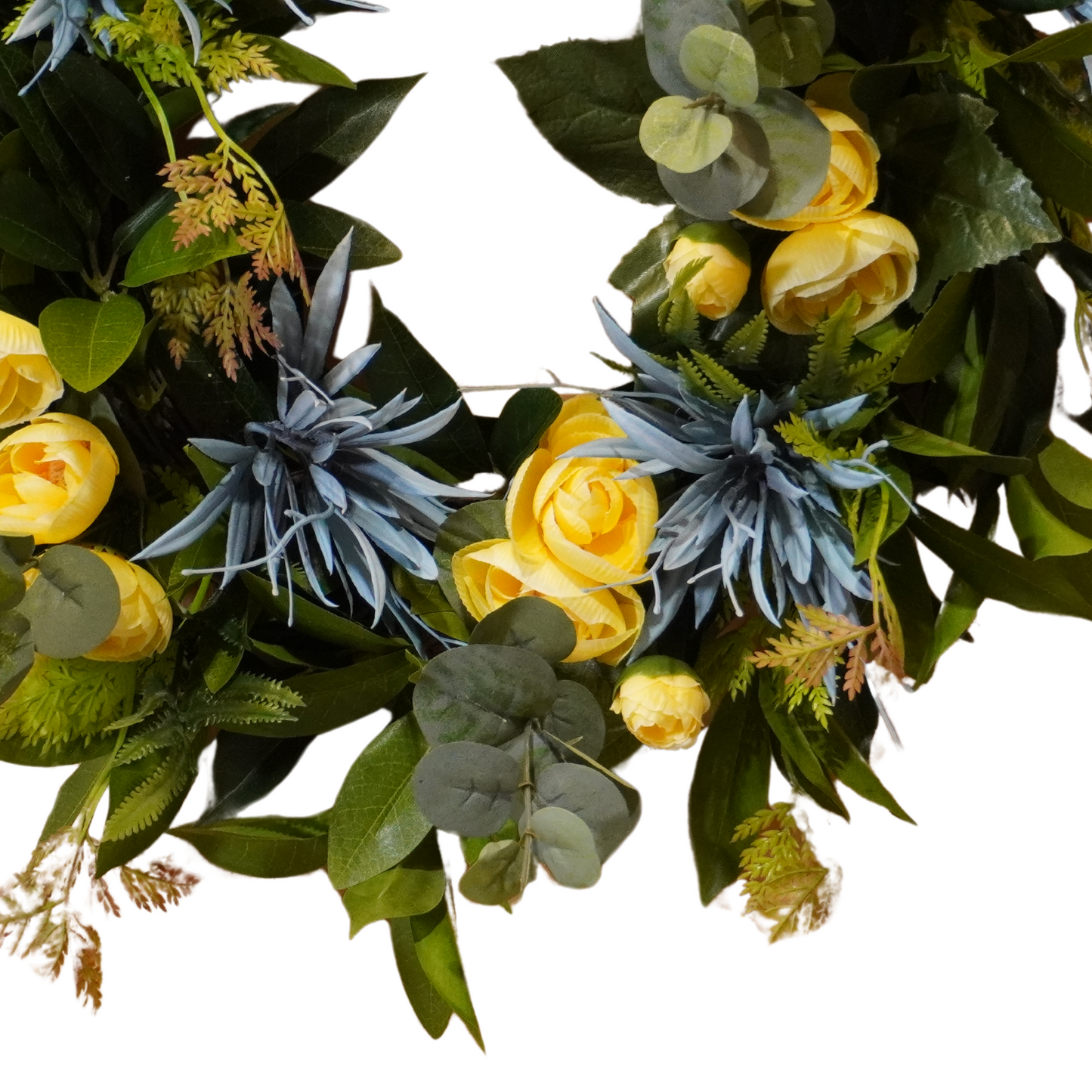 Everyday Grapevine wreath with Blue and Yellow flowers