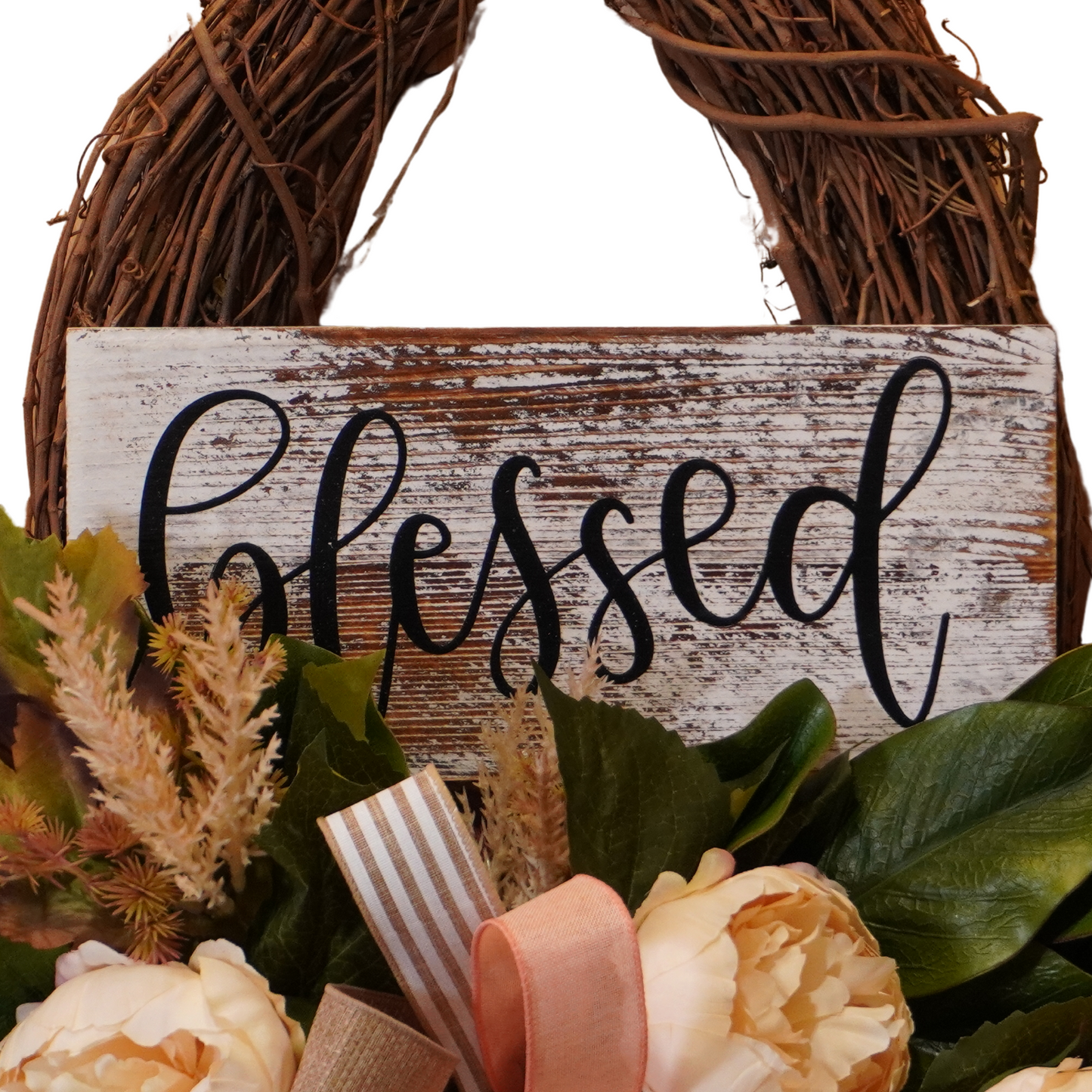 Everyday Blessed Peony Grapevine wreath