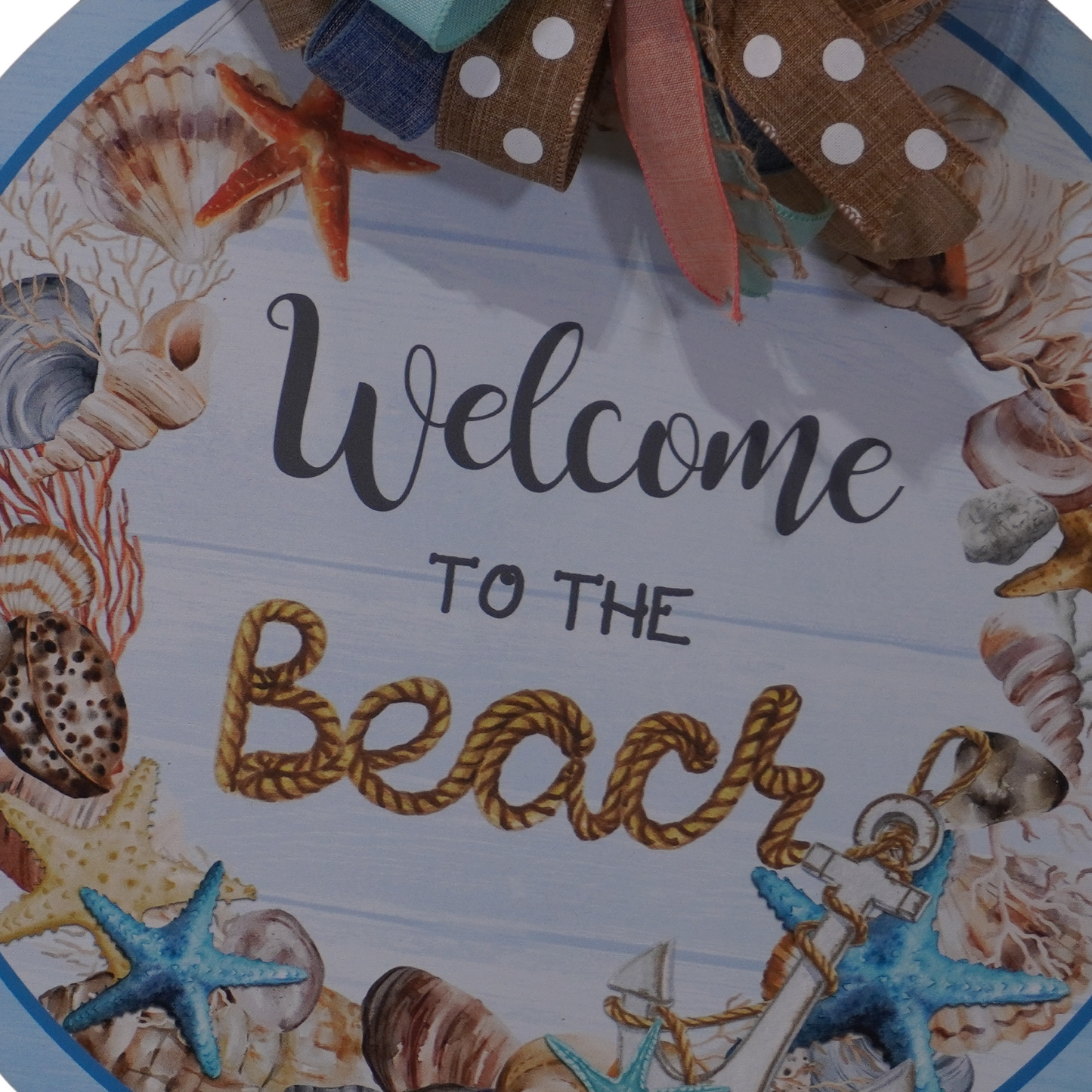 Welcome to the Beach round wooden door hanger for your beach home