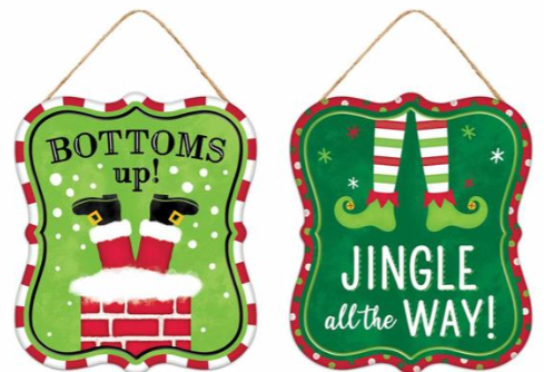 2 Assorted Christmas Embossed Sign Set