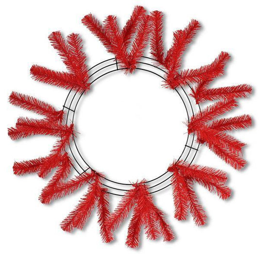 15-inch Raised Wired wreath work form with 18 ties 25-inch OAD Red