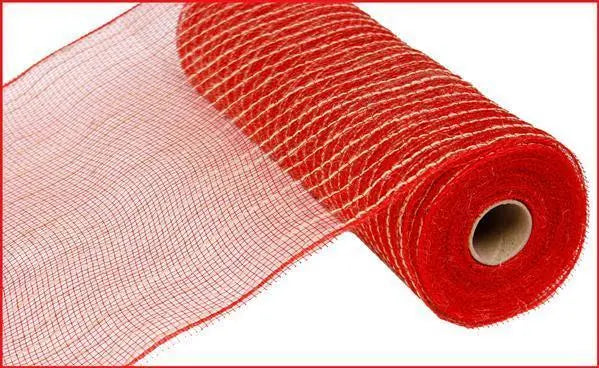10.5″X10yd Poly/Jute Mesh – Red/Natural
