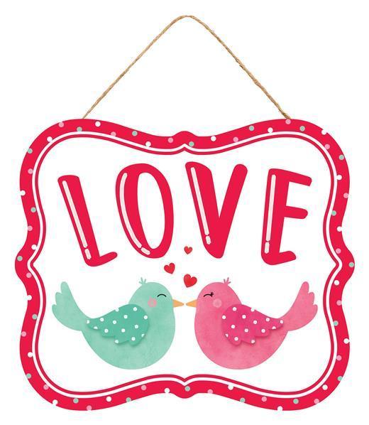 Valentine's day Love birds sign with fancy frame 10.5 inch x 9 inch