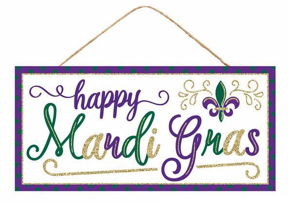 Happy Mardi Gras sign 12.5 inch x 6 inch