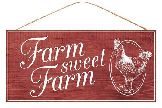 Farm sweet farm sign with rooster 12.5 inch x 6 inch
