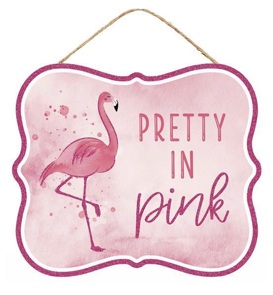 Pretty in pink flamingo sign 10.5 inch x 9 inch