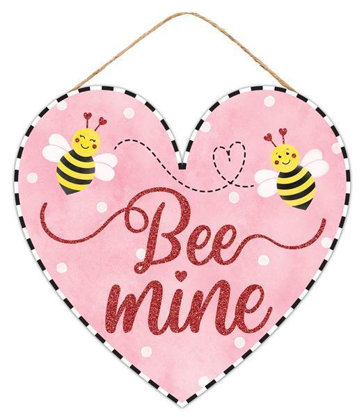 Valentine's Day Bee mine heart with bees sign 12 inch x 11.5 inch