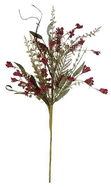 Burgundy maroon paper flower leaf and beads spray 24 inch