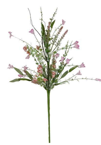 Light pink paper flower leaf and beads spray 24 inch