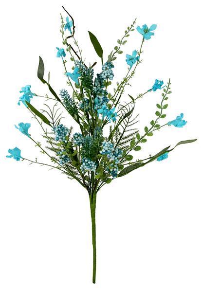 Light blue paper flower leaf and beads 24 inch