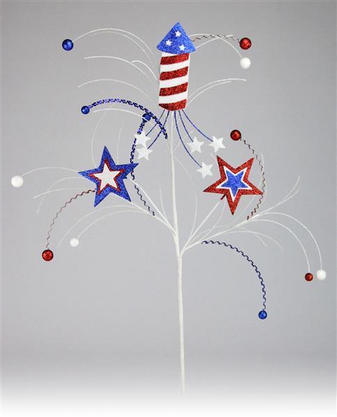 Patriotic fireworks pick with stars and balls 26 inches
