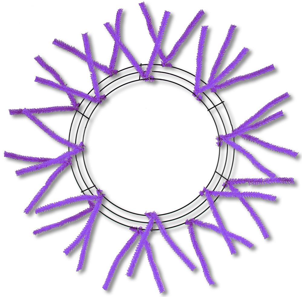 15 inch raised wired wreath work form with 18 ties, purple