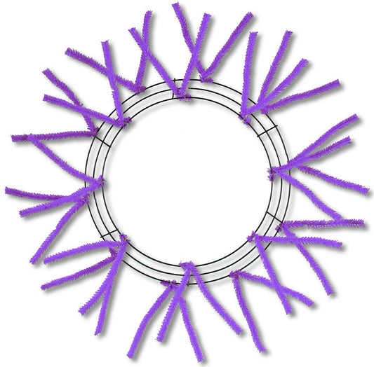 15 inch raised wired wreath work form with 18 ties, purple