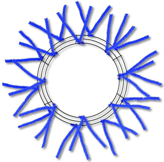 15 inch raised wired wreath work form with 18 ties, royal blue