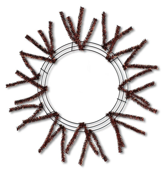 15 inch Raised wired wreath work form with 18 ties, metallic chocolate