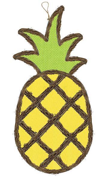 21.5 inch H X 10 inch L Grapevine fabric pineapple