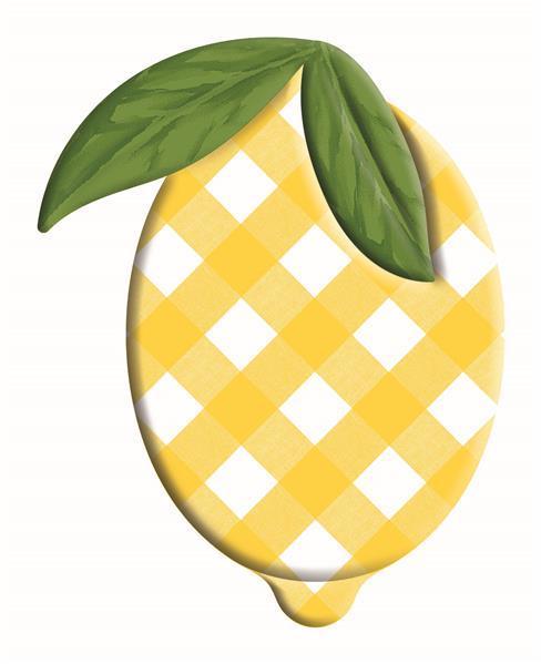 Embossed checkered lemon sign 12 inch by 6.25 inch