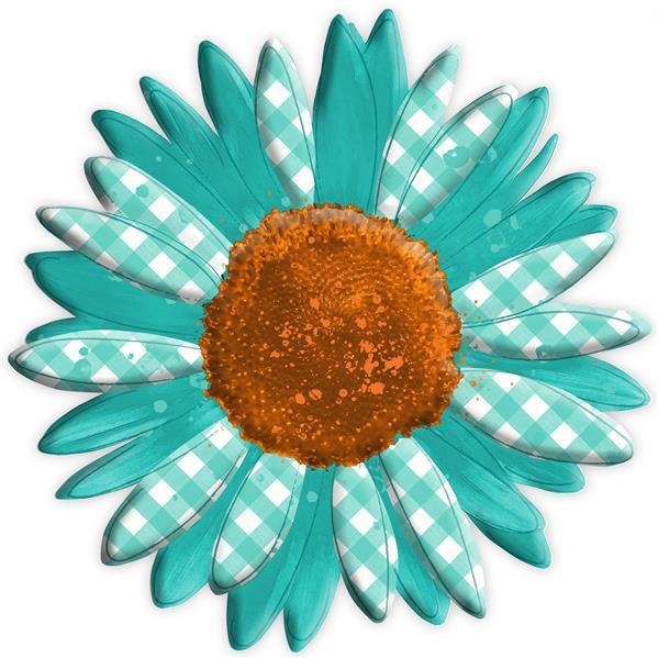 Sunflower sign embossed teal and orange 12 inch metal