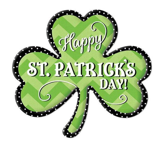 Happy St. Patrick's Day embossed metal sign 11.5 inch by 10.5 inch zig zag pattern