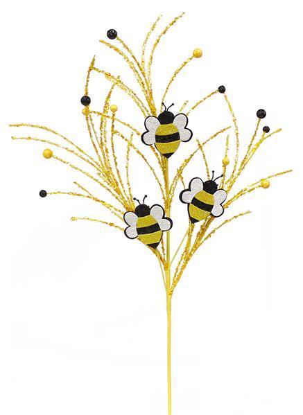 Bumble bee glitter twig spray with balls 29 inch