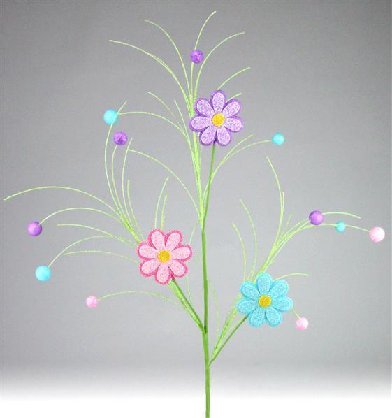 Daisy and balls spray pink purple and blue 29 inch