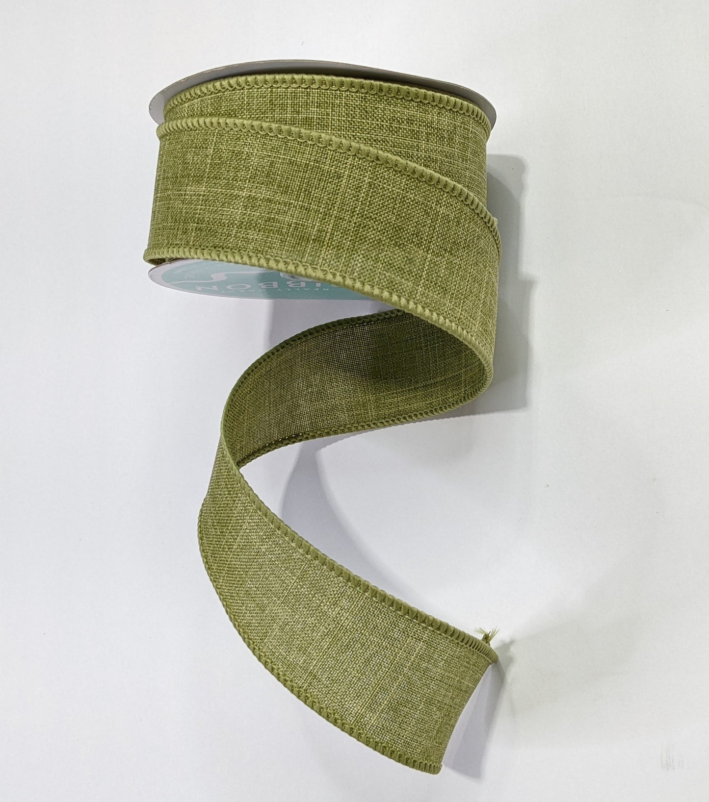 1.5 inch X 10 yards royal burlap canvas fern wired ribbon
