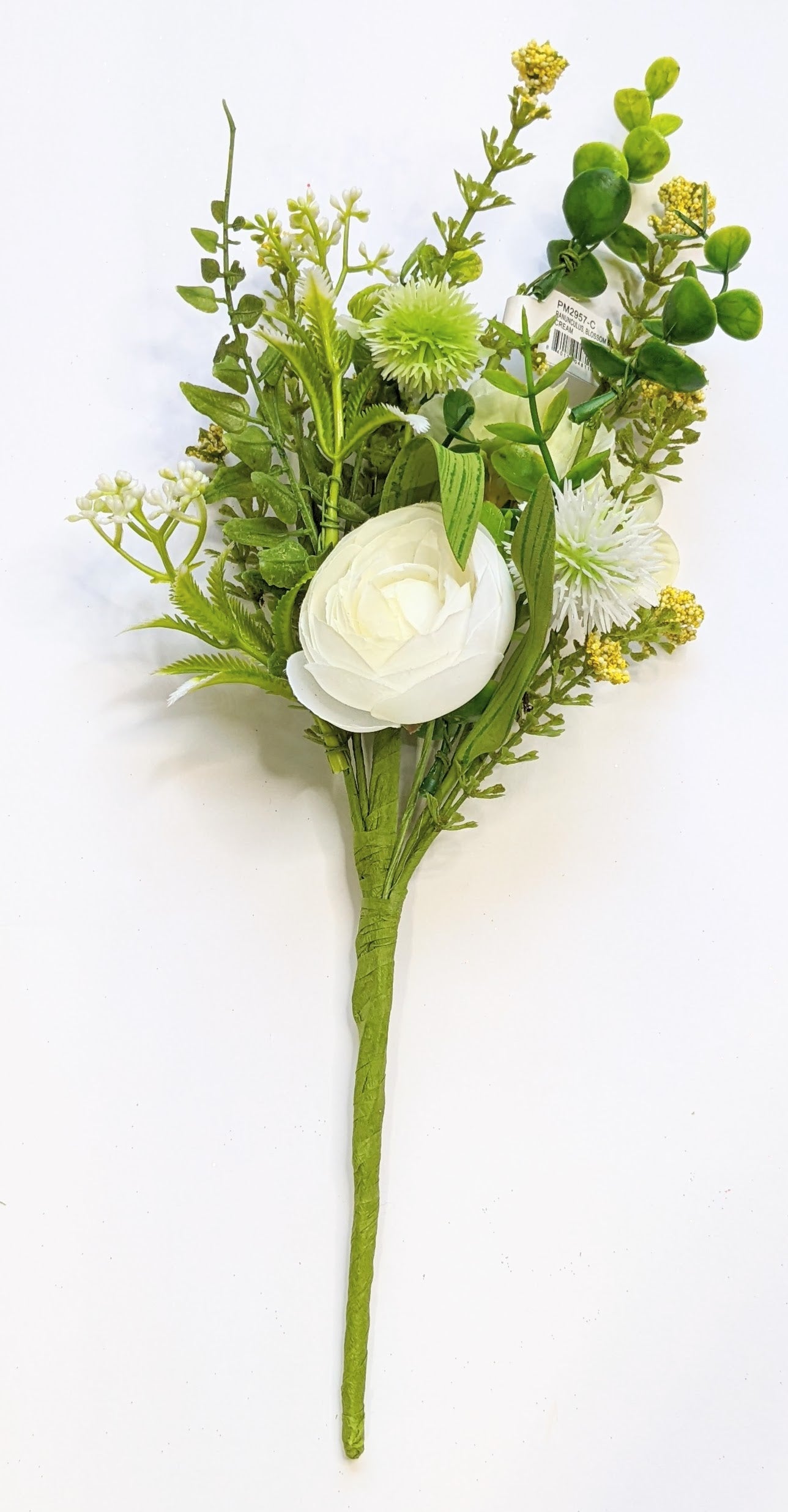 Ranunculus Blossom and seed pick 14 inch Cream