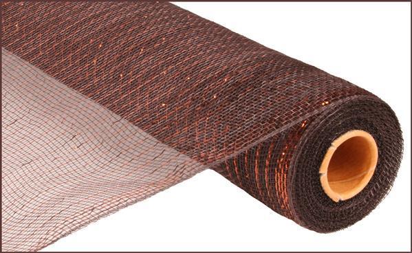 21 inch X 10 yards chocolate with copper foil metallic mesh