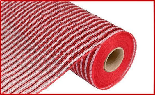 10 inch x 10 yard red and white wide foil mesh