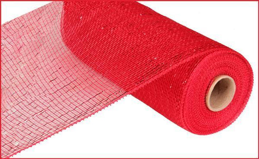 10 inch by 10 yard red deco mesh with foil