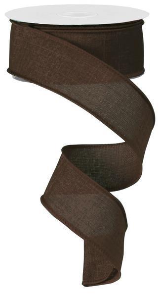 1.5” Chocolate Brown Wired Ribbon / Sold By The Yard
