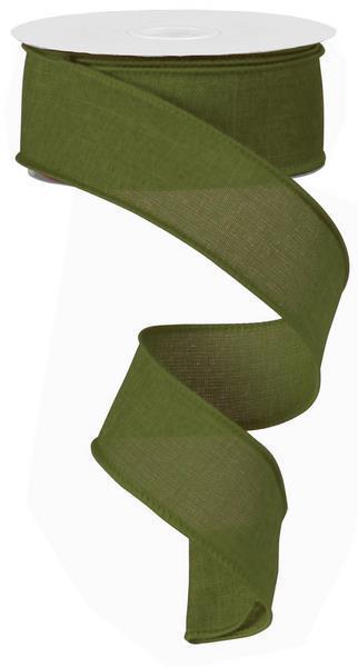 1.5 inch X 10 yards burlap moss green wired ribbon