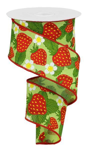 Summer strawberry and daisy ribbon 2.5 inch x 10 yard roll