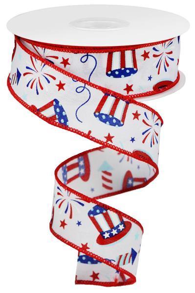 Patriotic Uncle Sam Fourth of July 1.5 inch x 10 yard ribbon