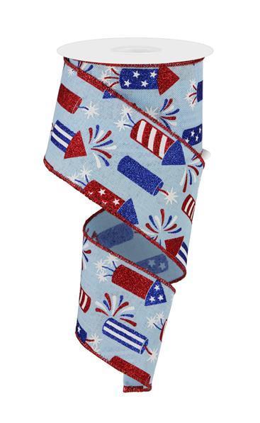 Patriotic fireworks ribbon, 2.5 inch x 10 yard roll