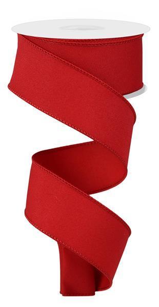 1.5 inch x 10 yard diagonal weave red fabric ribbon