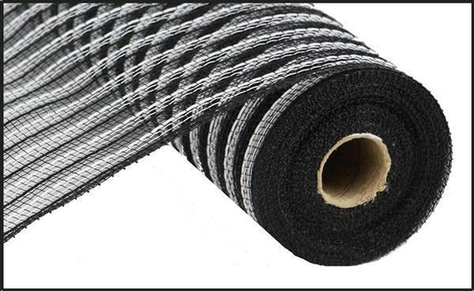 10.25 inch x 10 yard Poly, Faux Jute, Fiber Black and White RY800262