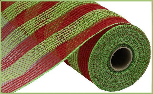 10.25 inch X 10 yards faux jute, pp small stripe, red, fresh green RY831955