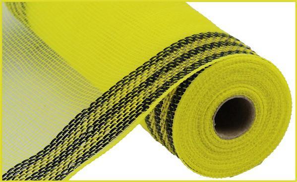 10.25 inch X 10 yards border stripe metallic mesh, yellow, black RY8503F4