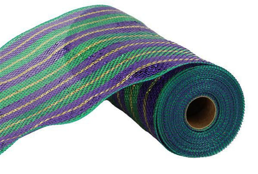 Mardi Gras deco mesh 10 inch x 10 yard roll